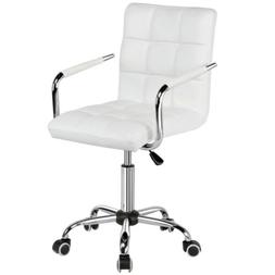 Ergonomic Modern White PU Faux Leather Swivel Office Compute