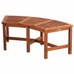 Eucalyptus Solid Wood Fire Pit Curved Bench 44" Outdoor Gard