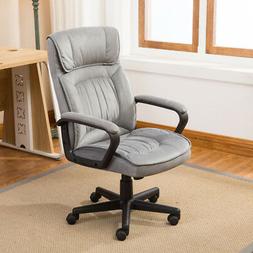 Lumber Support Computer Desk Padded Microfiber, Gray