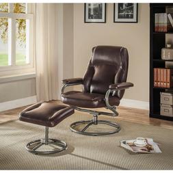 With Ottoman Set Brown Swivel Seat Furniture Metal