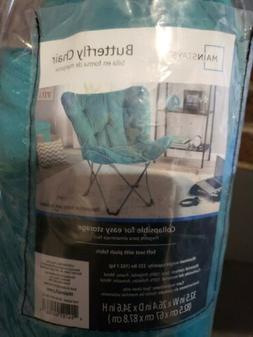 MAINSTAYS FOLDING BUTTERFLY CHAIR, BLUE w/ Carring Bag/Light