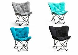 Folding Butterfly Chair, Multiple Colors Soft Microsuede Fau
