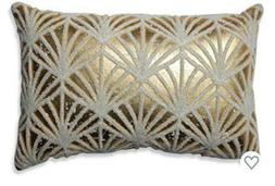 Pillow Perfect Glamour Flock Gold White Rectangular Throw Pi