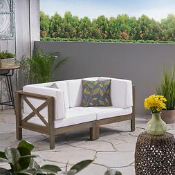 Great Deal Furniture Keith Outdoor Sectional Loveseat Set  2