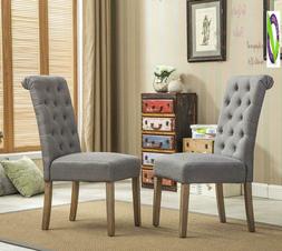 Roundhill Furniture Habit Grey Solid Wood Tufted Parsons Din