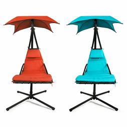 Hanging Chaise Lounger Outdoor Patio Swing Stand W/canopy Ar