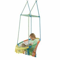 With Woven Seat And Macrame Knots On A Steel Frame