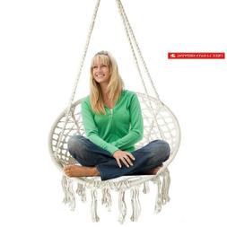 Macrame Swing White For Indoor Bedroom Outdoor Patio Porch