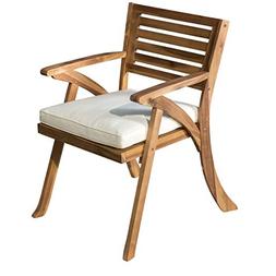 Helen Outdoor Teak Finish Acacia Wood Arm Chair 