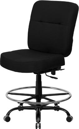 Hercules Series Big & Tall Black Fabric Drafting Stool with 