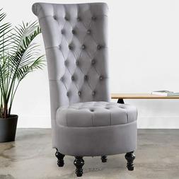 Throne Upholstered Tufted Accent Chair W/ Lumber Pillow