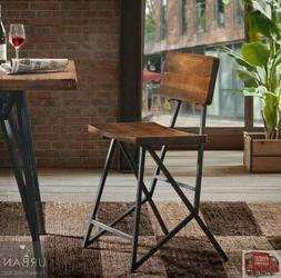 Industrial Counter Height Bar Stool Reclaimed Wood Metal Bro
