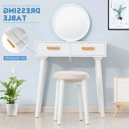 Vanity Makeup Dressing Table Set With Stool Removable Mirror