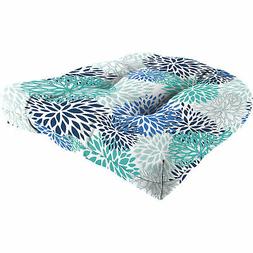Seat Tufted Cushion Pad- Blooms Blue Vista
