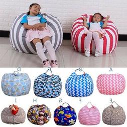 Kids Handle Chair-Stuffed Animal Storage Bean Bag Organizer 