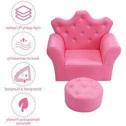 Kids Sofa PU Leather Princess Sofa Chaise Longue Coral Fleec