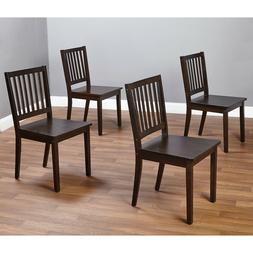 S Set Of 4 Solid Wood Dining Room Furniture Espresso Dinette