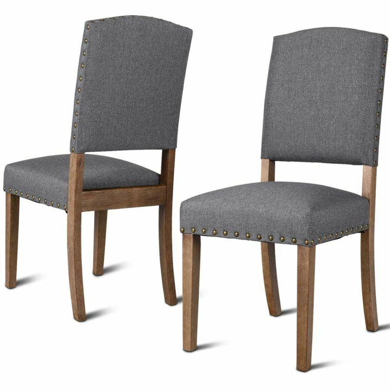 Set Upholstered Nailhead Padded Breathable Fabr