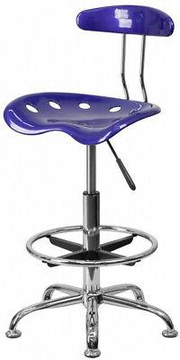 Office Desk Home Tractor Seat Heavy Duty Swivel Blue Chrome