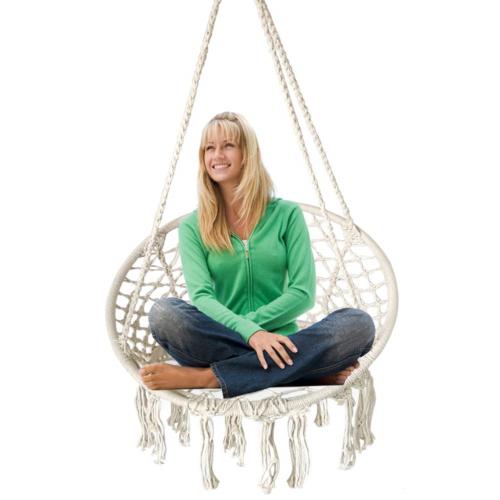 Macrame Swing White For Indoor Bedroom Outdoor Patio Porch