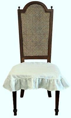 Seat Cover Slipcover 4 Sided Ruffle Off White Small