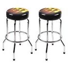 Set of 2 Modern 29" Counter Height Flame Bar Stools Round Pa
