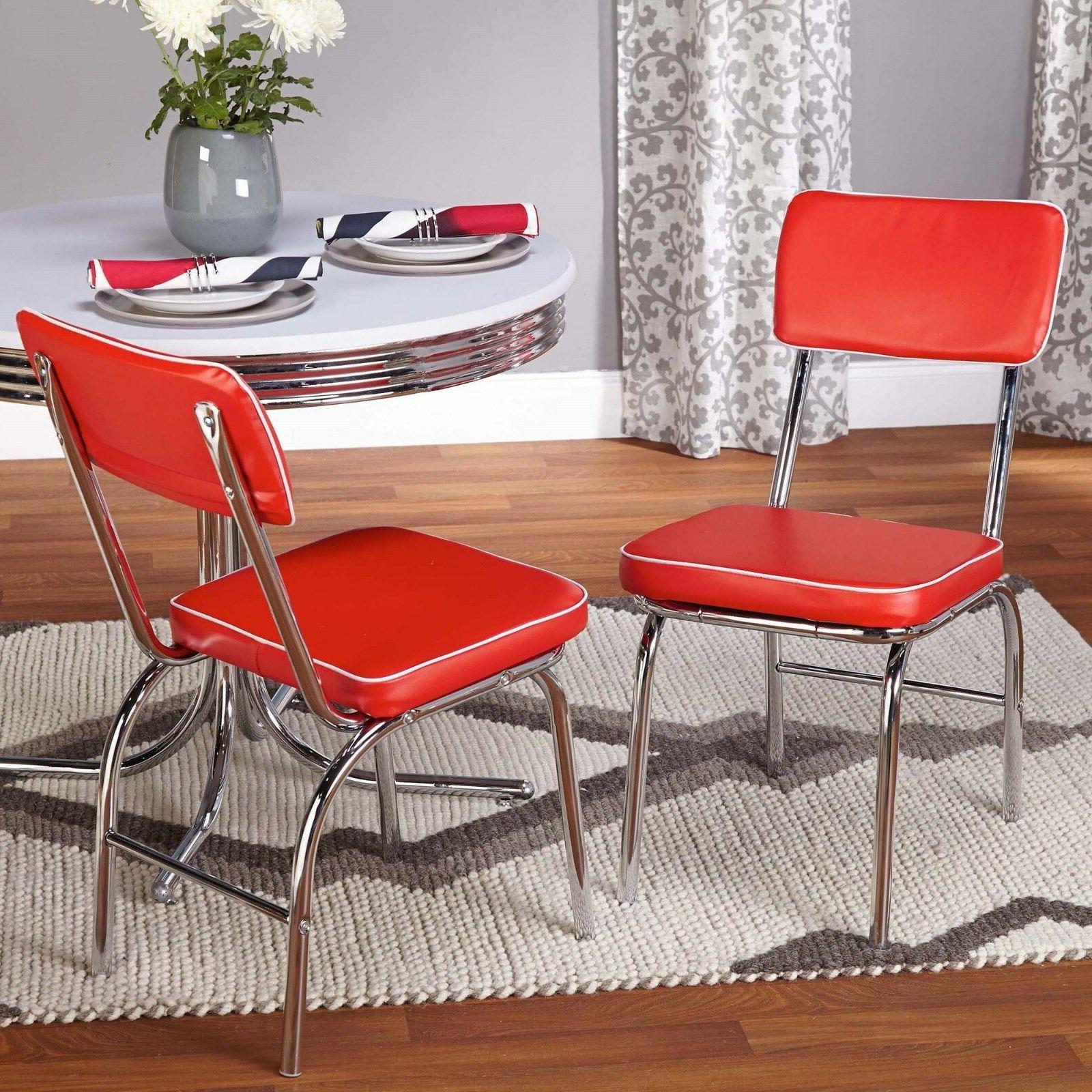 S Chrome Vinyl Vintage 50's Diner Style Seats Set Of 2