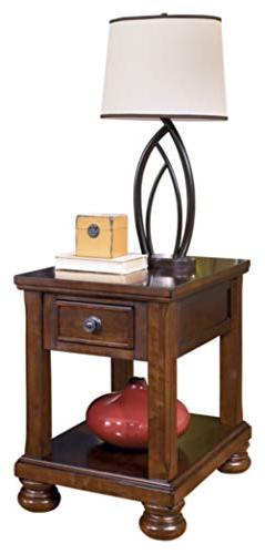 Side End Table, Rustic Brown Finish