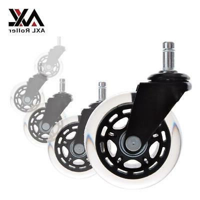 S 3" Pu Rollerblade Style Casters Set Of 5 Black/clear