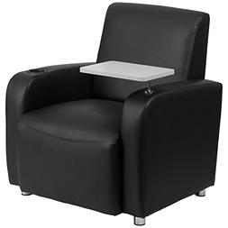 Leather Guest Chair, Black/Light Gary