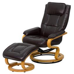 With Ottoman Brown Footstool Swivel Modern Plush Wood