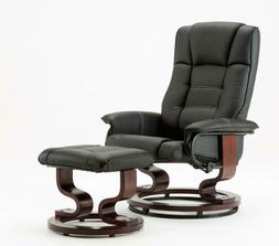 Wrapped Swiveling Wood Base And Ottoman