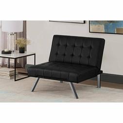 Black Faux Modern Chaise Couch Contemporary Bed Sleeper New