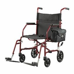 Medline Lightweight Steel Transport Chair, 19" Wide Seat,Des
