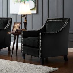 With Arms Midnight Black Linen Trim Club Lounge Seat Furnitu