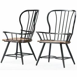 Baxton Studio Longford Dark-Walnut Wood and Black Metal Vint
