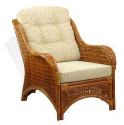 Jam Handmade Natural Rattan Wicker W/cream Cushions, Cognac
