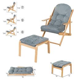 Indoor Outdoor Foldable Recliner With Footrest Ottoman Accen