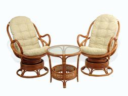 S Wiker Rattan And Coffee Table, Cognac