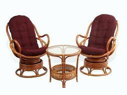 S Rattan Wiker And Coffee Table, Cognac
