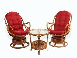 S Rattan Wiker And Coffee Table, Cognac