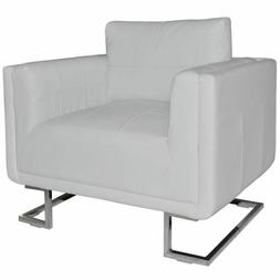 With Chrome Feet White Club Accent Chair Furniture