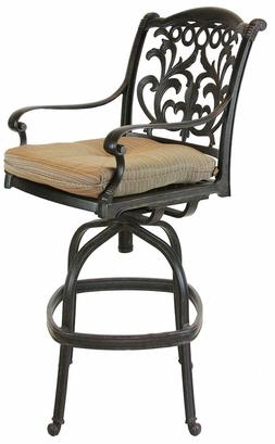 Mandalay Outdoor Patio Swivel BarStools Cast Aluminum Dark B