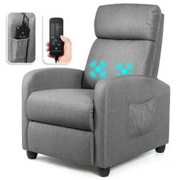 Single Sofa Fabric Padded Seat Theater Home W/ Footrest