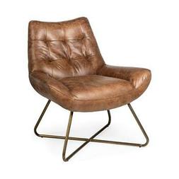 Mercana Hooper I Brown Leather Seat w/ X-Shaped Iron Frame A