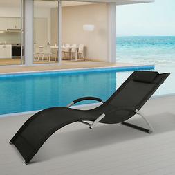 Outsunny Mesh Fabric Aluminum Outdoor Pool Sun Lounger Bathi