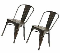 With Wood Seat, Set Of Two, Antique Gunmetal
