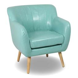Club Chair Single Sofa Blue Leather