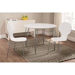 S Set Of 2 Dining Room Furniture White Without Arms Chrome