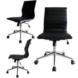 Mid Back Pu Leather Armless Tiltable Desk Chair
